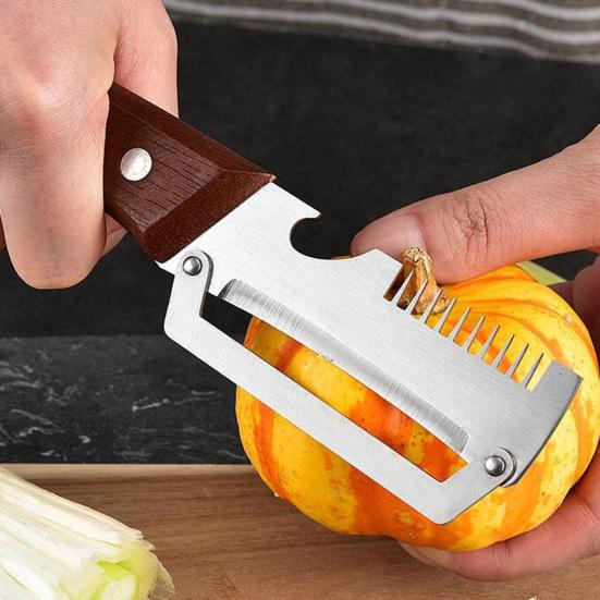 2Pcs Multifunctional Vegetable Ergonomic Peeler Peeler Stainless Wooden Handle Steel Blade Kitchen
