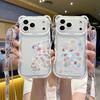 For iPhone 17 Pro Case Cute Bear Design Shockproof TPU Phone Back Cover with Shoulder Strap
