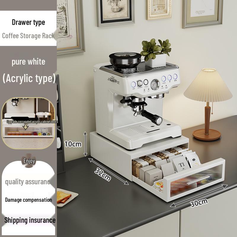 Coffee Capsule Display & Storage Stand with Drawer for Tea Bags and Machine Base
