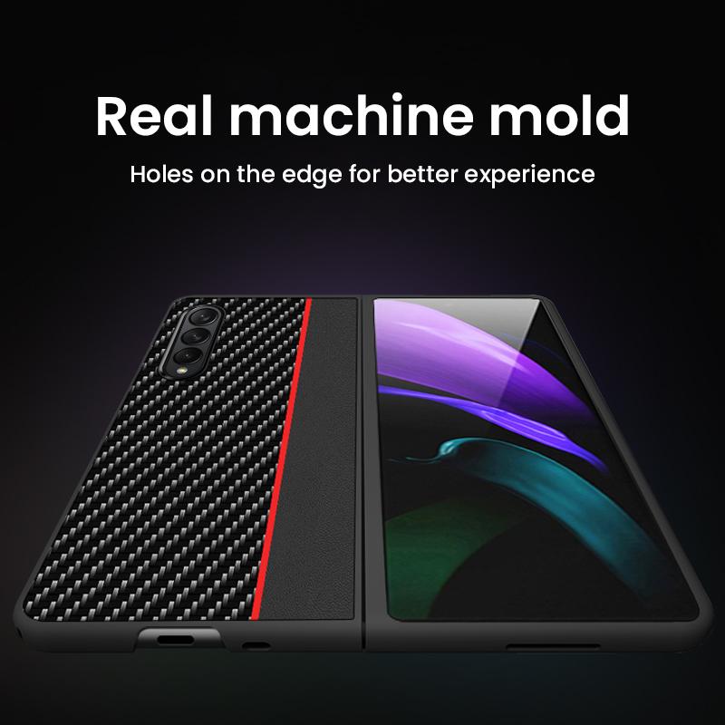 For Samsung Galaxy Z Fold4 Case Ultra Thin Fiber Texture Luxury Leather Fold 4 Shockproof Cover