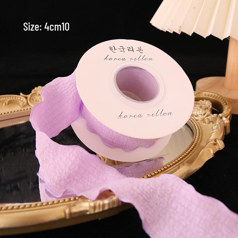 Pleated Silk Ribbon with Floral Ruffles for Gift Wrapping and Decorative Tying
