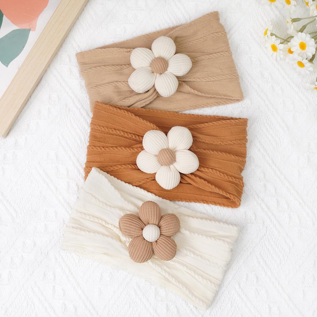 3Pcs Newborn Baby Headband For Girls Elastic Knit Children Turban Baby Bows Soft Nylon Kids Headwear Hair Accessories