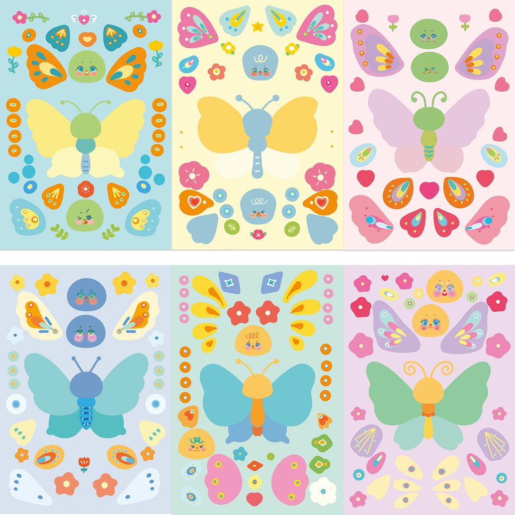 8 Abstract Art Butterfly Collage Hand-on DIY Decorative Handbook Mobile Phone Case Decoration Waterproof Stickers