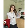 Late autumn and early winter gray basic versatile round neck long-sleeved bottoming shirt for women layered with slim fit top