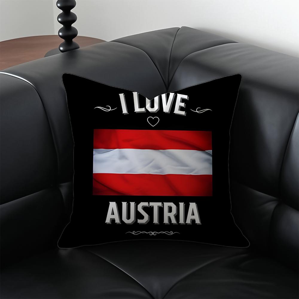 Honorary Proud AAustria FLAG Red Cushion Cover Pillow Case Antidustmite Invisible zipper silky plush cushion