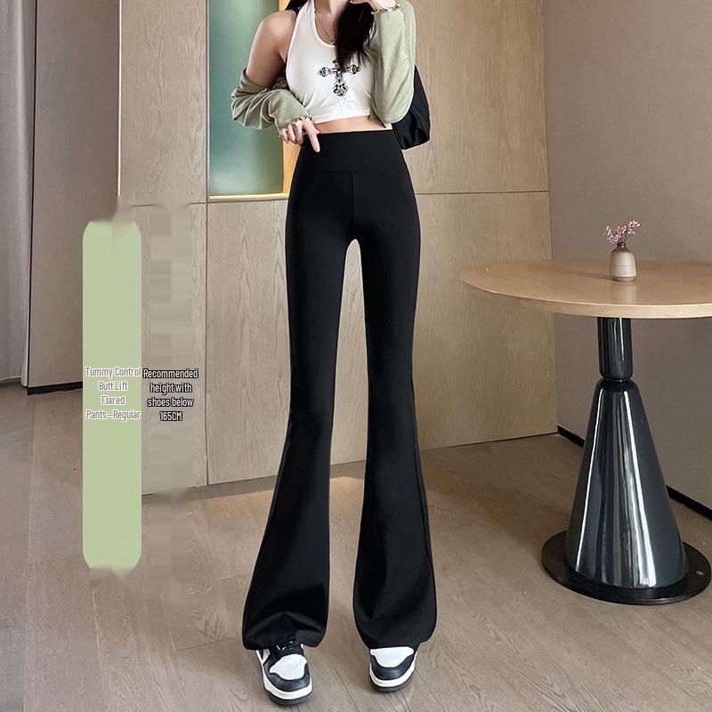 

Women s High-Waist Sharkskin Flare Pants - Slimming, Micro Flare, Autumn/Winter Collection, European American Style L (50-65 kg)