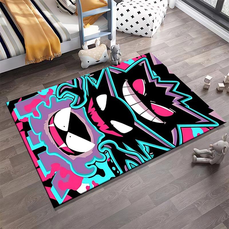 Colorful Cartoon Style Rug with Bold Graffiti Monster Design Artwork Suitable for Use As an Anti-slip for Living Room Bedroom Sofas