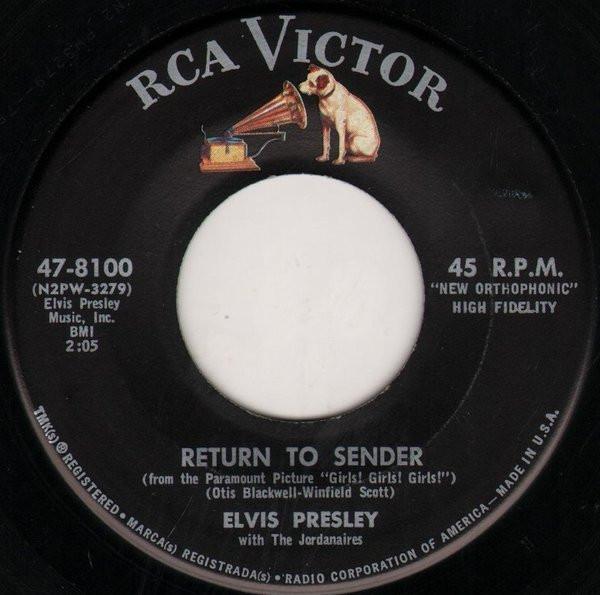 

7inch Record ELVIS PRESLEY, THE JORDANAIRES - Return To Sender / Where Do You Com 478100 RCA VICTOR 1962 US Rock Used