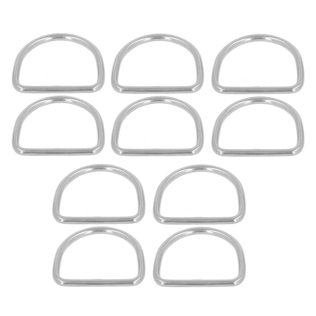 10Pcs 316 Stainless Steel D Rings 3mm Seamless Welding Half Round Rings Surfboard Kayak Accessories 25x18x3MM