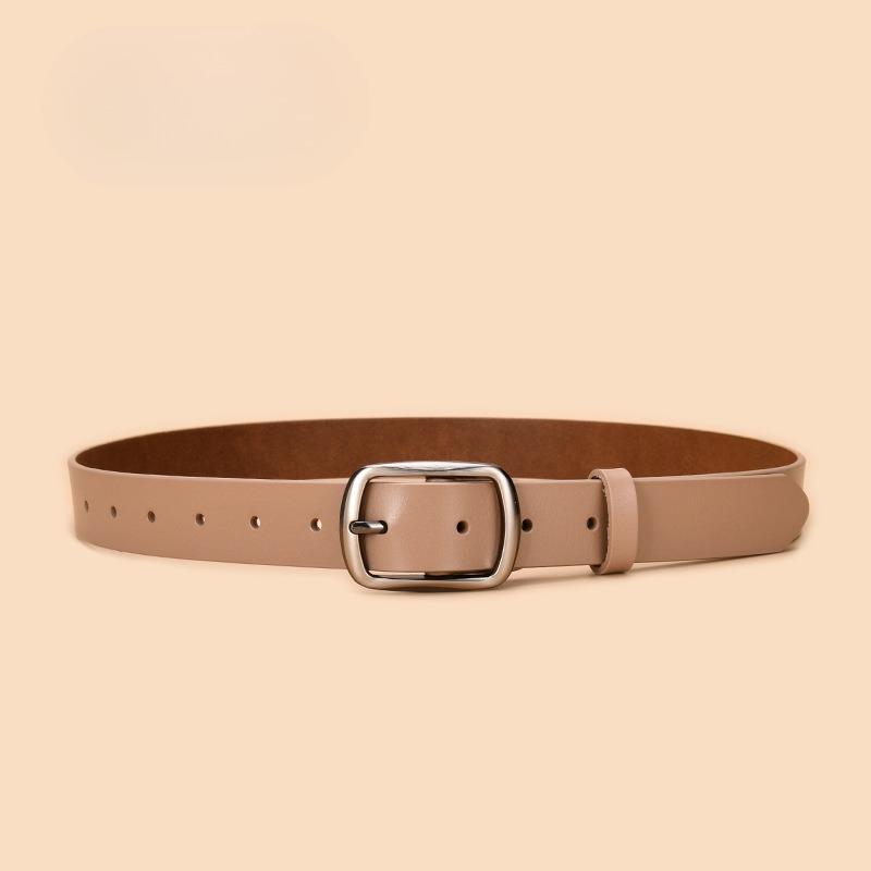 New Two-layer Leather Women's Pin Buckle Belt Casual and Versatile Retro Leather Belt Women's Japanese Buckle Jeans Belt
