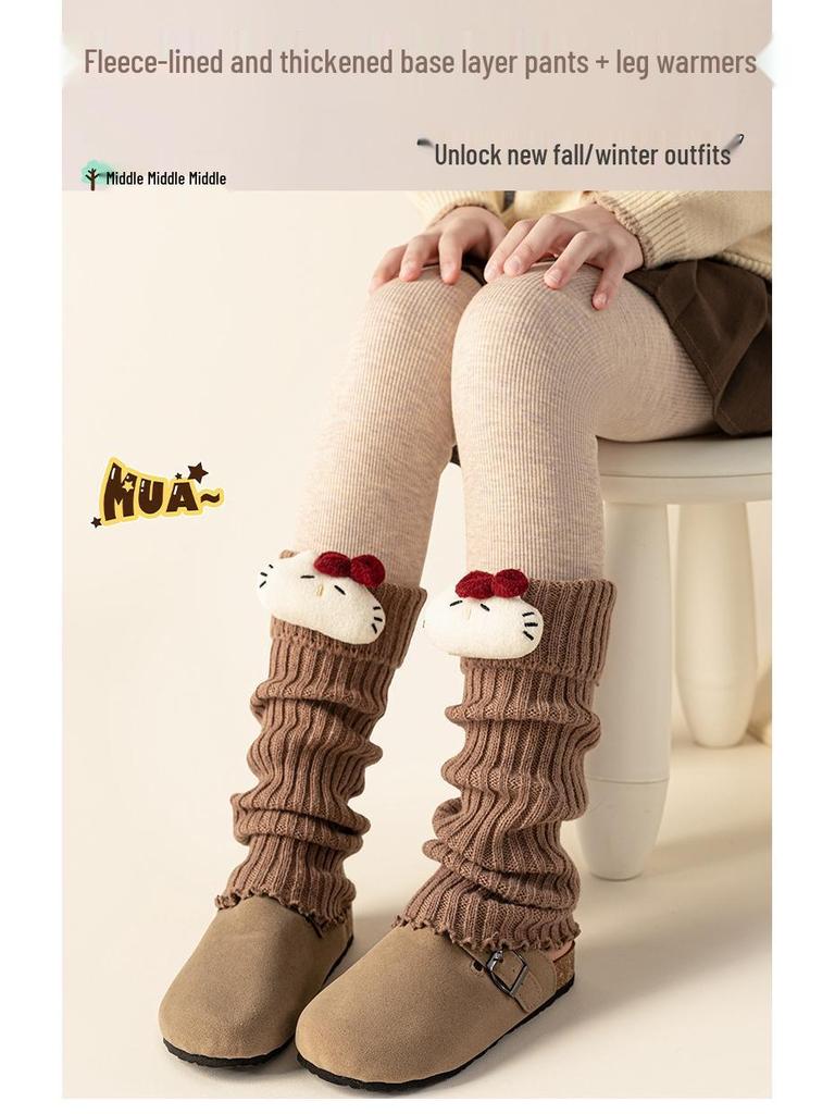 Kids' Winter Bow Cat Leg Warmers - Korean Style Over-the-Knee Socks for Girls