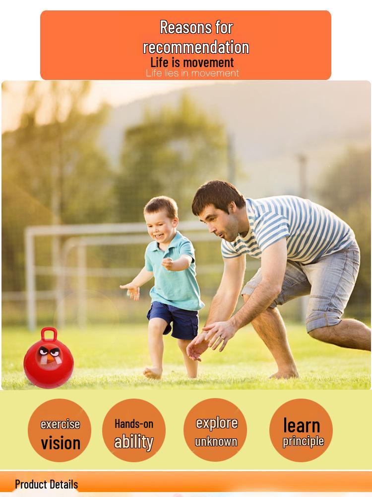 65cm Glossy Ram's Horn Massage Bouncy Ball with Handle for Kids