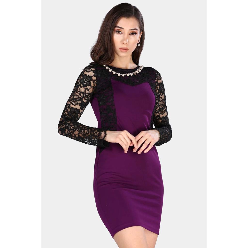 robe violette dentelle