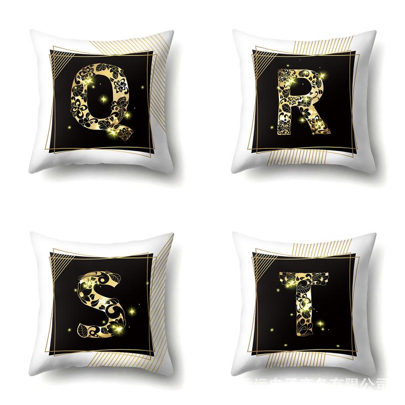 Polyester Pillowcase 26 English Letters Sofa Pillow Bedside Cushion Car Lumbar Cushion Office