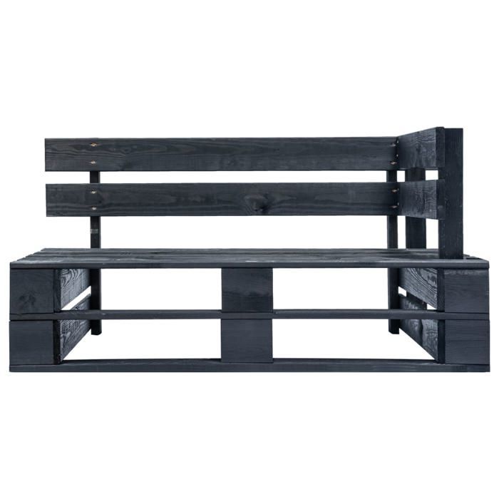 Banc d'angle - vidaXL - Palette de jardin - Bois massif - Noir - 110x65x55 cm