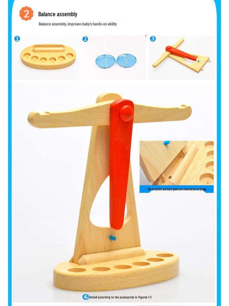 Wooden Balance Scale Toy for Early Learning: Teaches Babies Balance Principles, Ages 0.5-3 Years