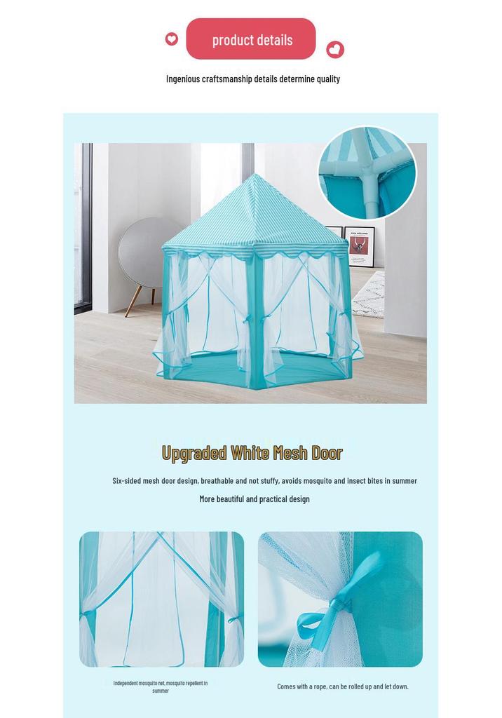 Hexagonal Princess Tent for Kids – Mosquito-Proof, Breathable Castle Playhouse for Indoor Parent-Child Interaction