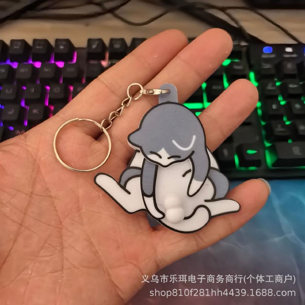 Creative Pull-Apart Cat Keychain - Cute Rotating Toy for Backpack and Bag Decoration