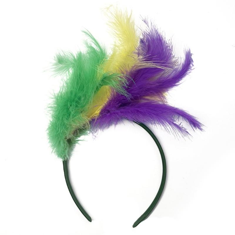 

Mardi Gras Headband for Women Flapper Headpiece Accessories for Masquerade Party Elegant Feather Headband