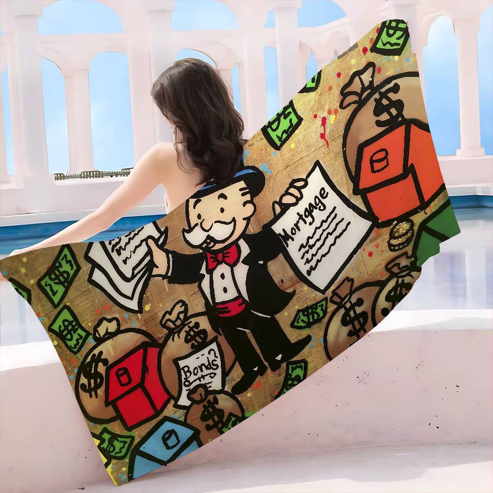 

M-MonopolyS M-Millionaire Big Microfiber Beach Towels Quick Dry Towel Sand Beach Towels Pool Towel for Travel Swim Pool Yoga W30*H60(CM)