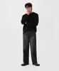 Dideobeulyueseui Washed Balloon Denim Wide Pants (Black)