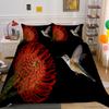 Hummingbird Duvet Cover Set King/Queen Size Small And Cute Tropical Bird Yellow Flower Green Leaves  Bedding Set Women