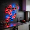 Easy Stick Halloween Wall Art LED Flying Bat, 3D Glowing Creepy Bats Decor, Festive Holiday Party Decorations 6 Sizes Durable PVC Ornaments for Indoor