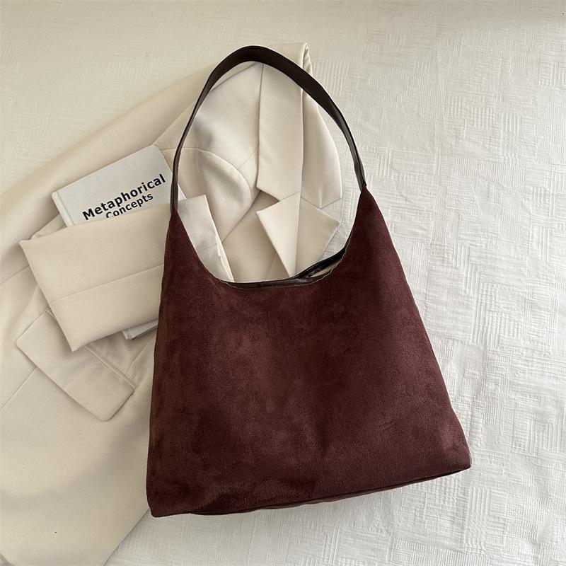 Solid color fashionable simple temperament large capacity shoulder bag women's popular new armpit bag tote bag