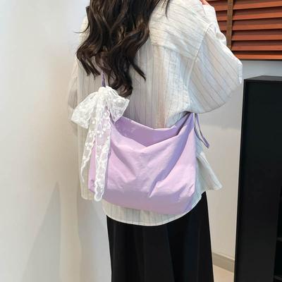 Large Capacity Versatile Tote Bag Women'S Canvas Bag Commuting Simple Solid Color Shoulder Messenger Bag