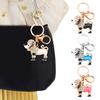 Keychain Pendant 3D Cartoon Poodle Dog Design Sparkling Rhinestones Inlaid Key Chain