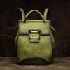 Johnature Retro Genuine Leather Bag Solid Color Backpack Handmade Cowhide Large Capacity Women Backpacks Travel Bags