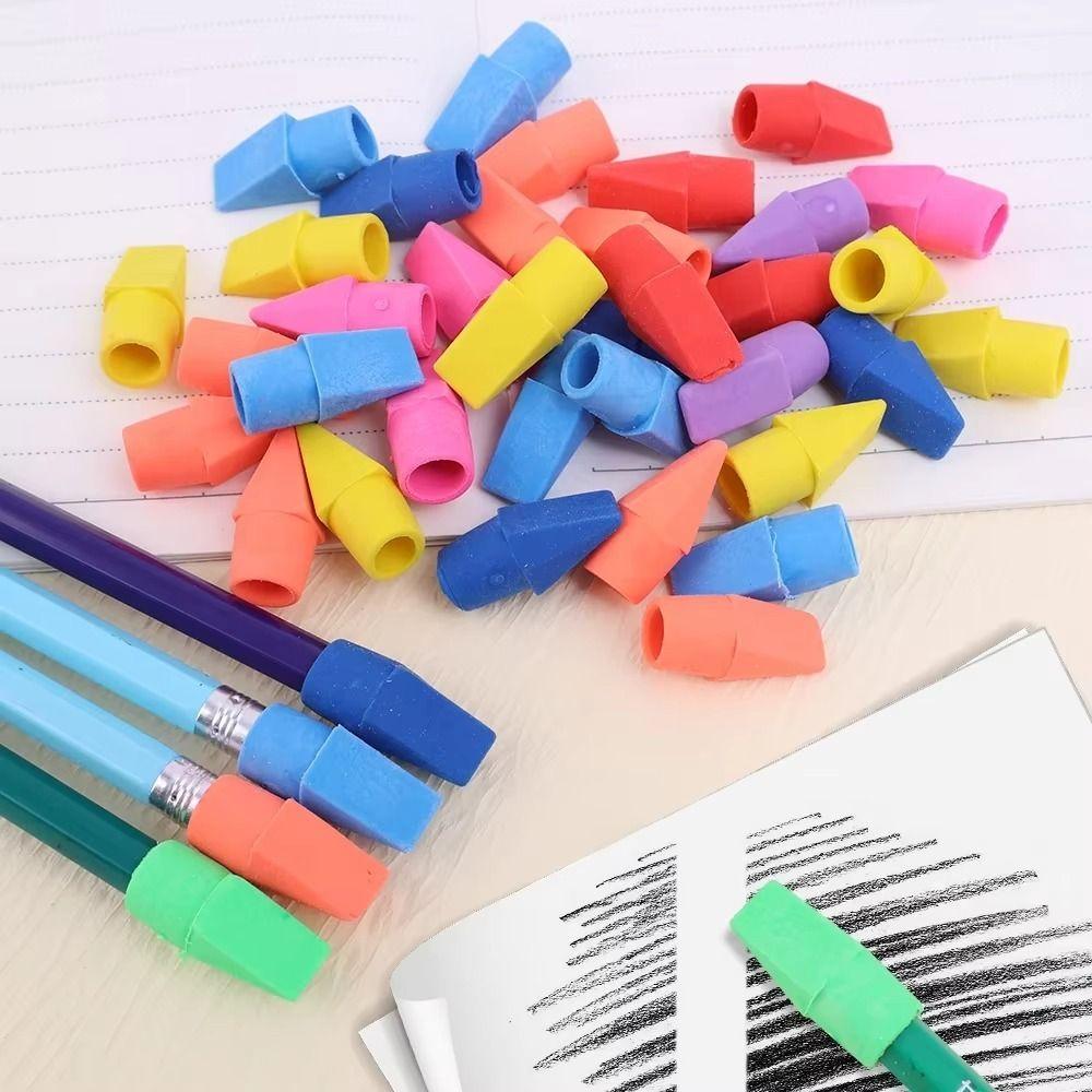 20/50PCS Chisel Shape Pencil Nib Protective Cap 2-in-1 Pen Top Protector Erasers Students Gift