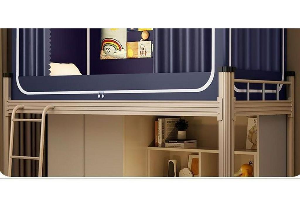 Upper Bunk Dorm Bed Curtain & Mosquito Net with Three-Open Doors - Blackout for Summer