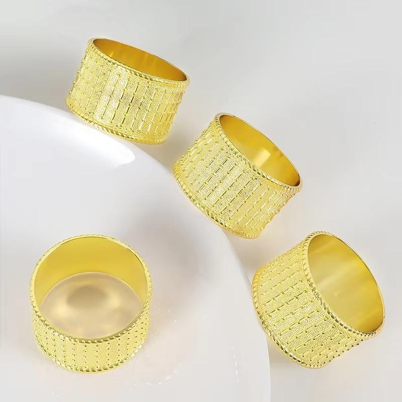 4 Pcs Zinc Alloy Die-casting Bead Curtain Napkin Ring Bead Section Napkin Buckle Golden Silver Napkin Ring Kitchen Decor Supplie