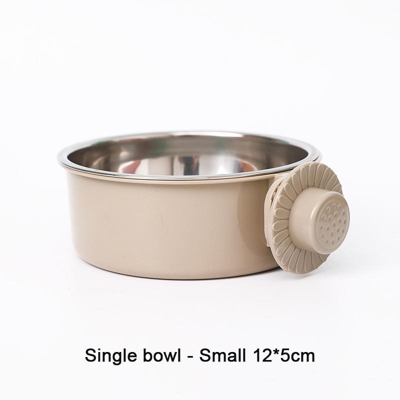 Anti-Tipping Fixed Hanging Dog Bowl Dog Cage Stainless Steel Drinking Bowl Pet Bowl Pet Supplies