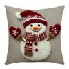Christmas Embroidered Pillow Covers Set of 4 Santa Deer Snowman Cushion Cases Winter Holiday Sofa Decor (No Insert)