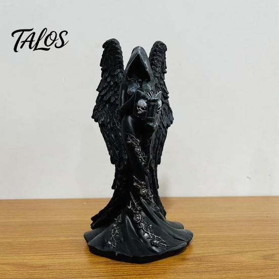 Niche Art Collectibles Gothic Faceless Witch Reaper Resin Statue, Vintage Black Robed Grim Figurine, Matte Spooky Interior Ornament Dark Desktop