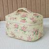 Vintage Blumenmuster Damen Stepp Kosmetiktaschen Reise Tragbar Damen Make-up Etui Toilettenartikel Aufbewahrung Handtasche Mädchen Reißverschluss Federmäppchen