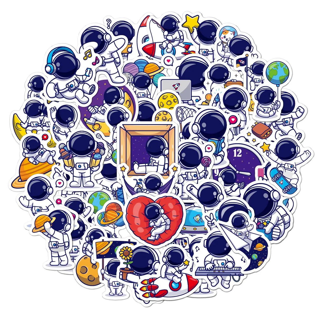 

50 Sheets Cute Outer Space Theme Astronaut Graffiti Stickers Luggage Sticker Toys for Kids Birthday Party Favors School Rewards