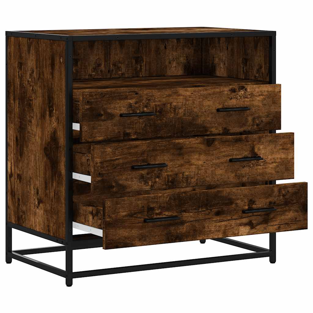 Smoke Oak Drawer Cabinet 70 X 41 X 70 Cm Engineered Wood