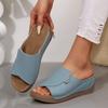 Fashion Slippers for Women Fashion Casual Leather Slippers 2025Summer New Wedges Heeled Platform Sandals for Women Open Toe Beach Slides