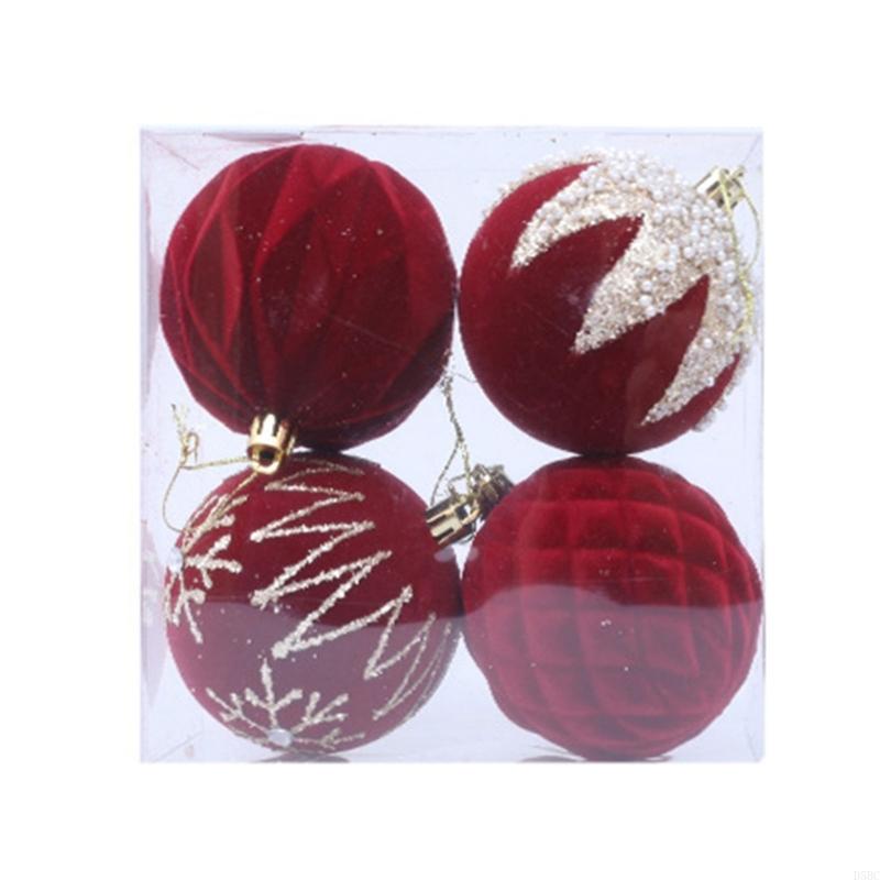 4Pcs Shimmering Christmas Baubles Shatterproof Christmas Ball Hangings Ornament For Tree Wreath Holiday Decoration