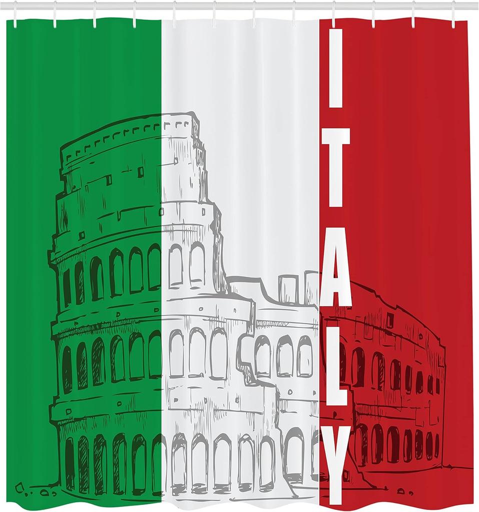 Závěs do sprchy s vlajkou Itálie Design Kolosea Italské téma Dekor Národní hrdost Koupelna Len 180X230