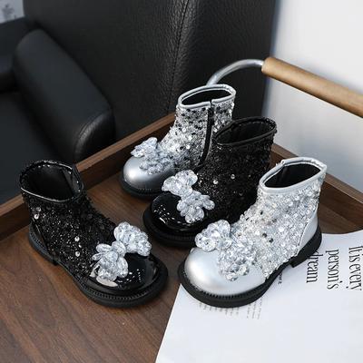 Luxusní dívčí kotníkové boty s flitry Elegantní dětské ležérní boty Módní jarní podzimní dětské krátké princeznovské boty Nové univerzální