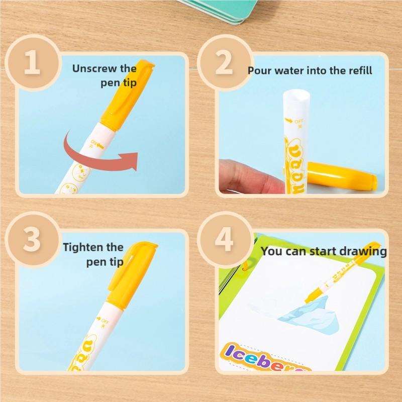 Children Early Education Toys Magical Book with Pen Water Drawing Toys Gift Reusable Coloring Book Magic Drawing Book