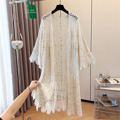 DIMANAF New Cardigan  Women Knitting Lace Long Vest Hollow Summer Style Basic Tops Tees Loose Clothing