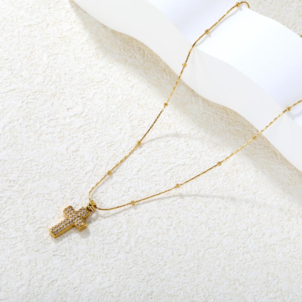 Zircon Cross Pendant Necklace Light Luxury Fashion Jewelry Gift for Women Delicate Collarbone Chain