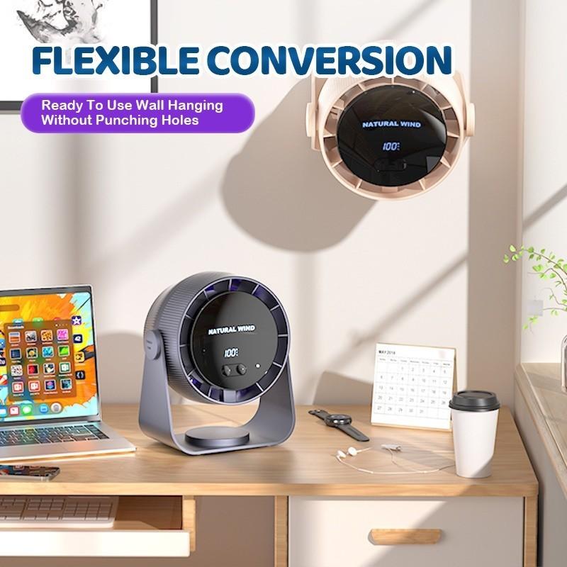 100 Gears Rechargeable LED Digital Display Air Circulation Fan Variable Frequency Strong Wind Fan Portable Desktop Electric Fan