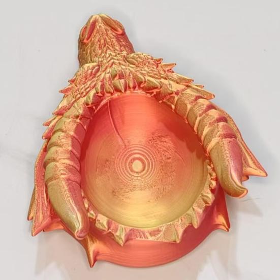Dragon Head Organizer Tray & Candle Holder, 3D Printed Resin Decorative Dish for Keys, Jewelry, Earrings, Gothic Home Desk Entryway Decor