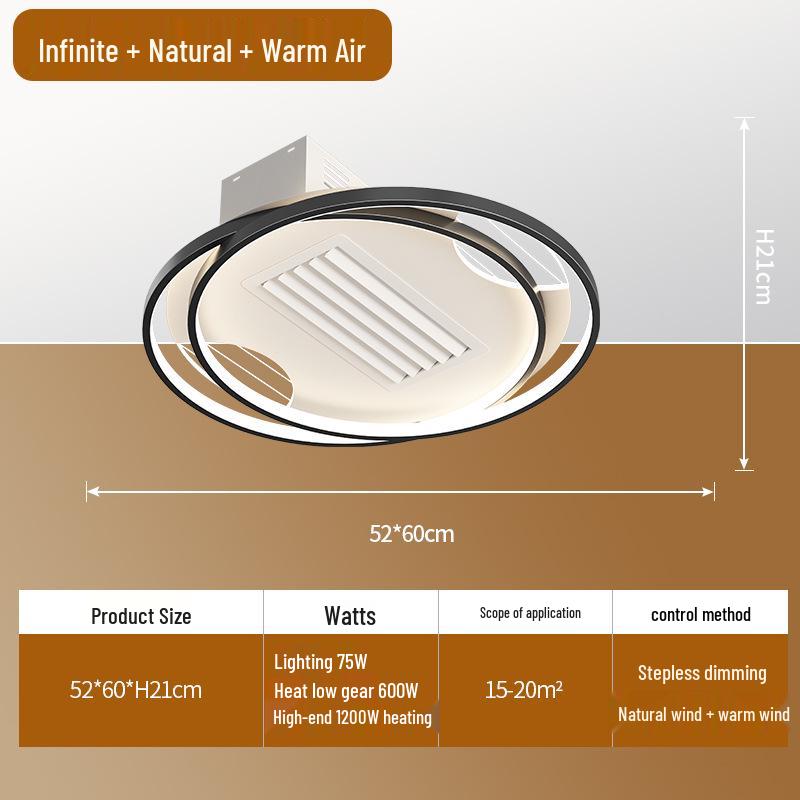 Modern Minimalist Leafless Ceiling Fan with Light - Large Airflow for Living Room & Bedroom